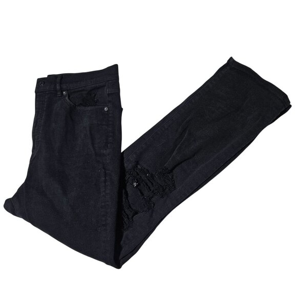 Express Slim Super High Rise Jeans Womens Size 10 Straight High Rise Black Denim - Picture 1 of 8